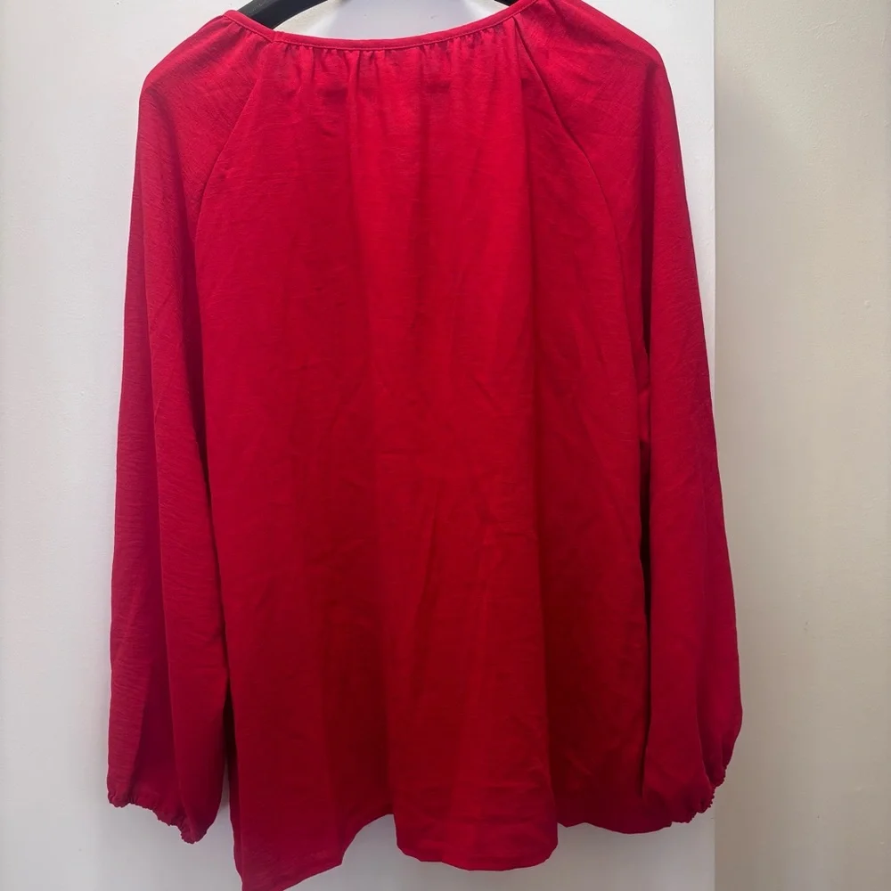 SHEIN Red Tie-Front Blouse Size 1X - Picture 10 of 10